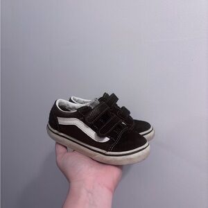 Vans Kids Black and White Velcro Sneakers